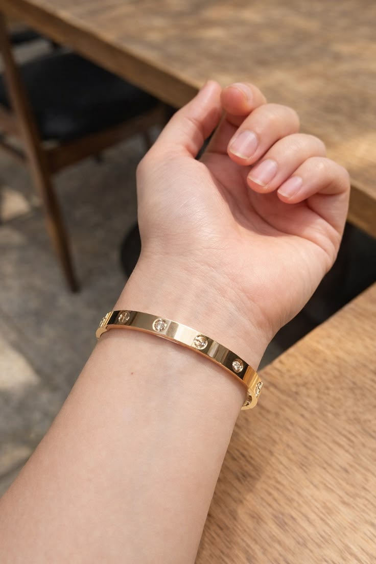 Tone Crystal Screw Bangle Bracelet - Image 3
