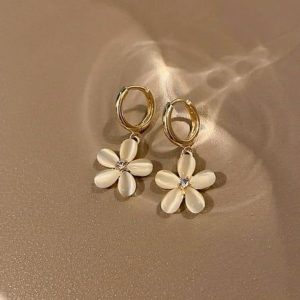 Gold-Plated Floral Dangle Earrings