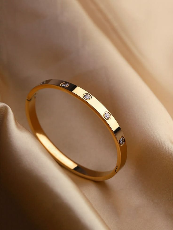 Tone Crystal Screw Bangle Bracelet